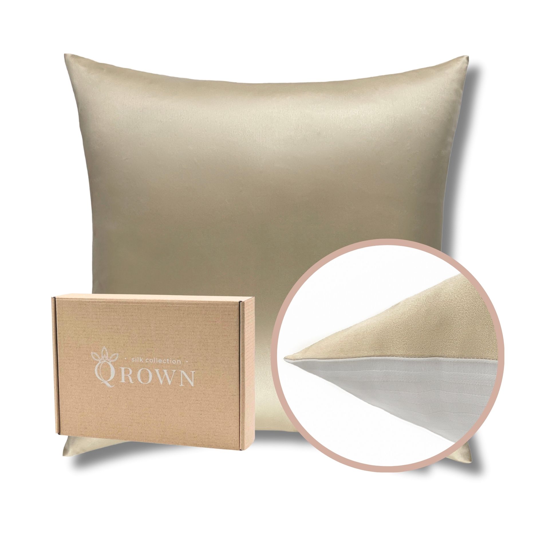 Outlet: Poszewka Jedwabna 39,5х39cm z Bawełną Champagne