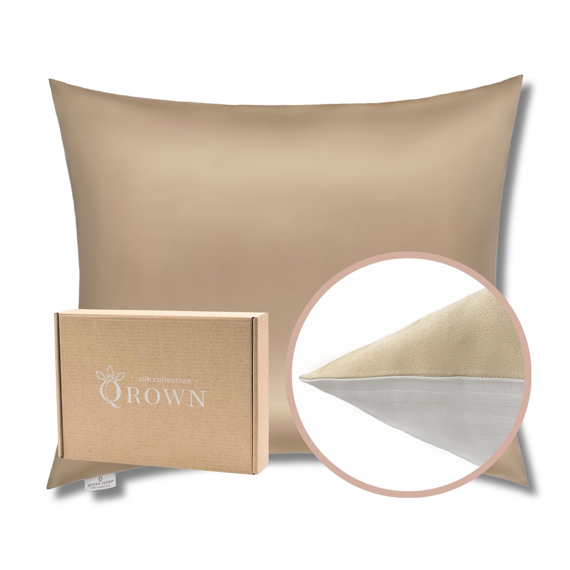 Outlet: Poszewka Jedwabna 50x60cm z Bawełną Champagne
