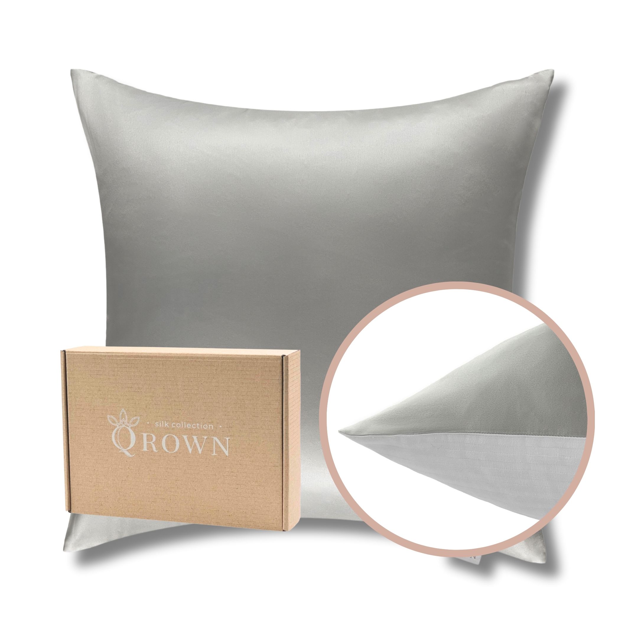 Outlet: Poszewka Jedwabna 39х40cm z Bawełną Jasny popiel