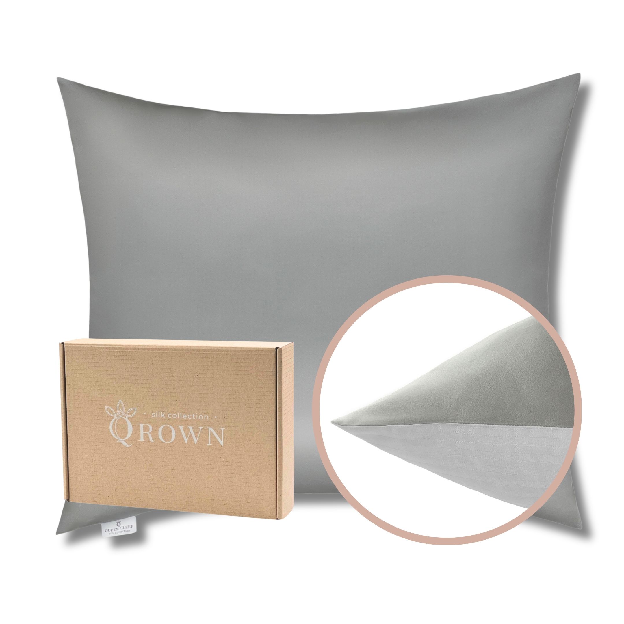 Outlet: Poszewka Jedwabna 50x60cm z Bawełną Jasny Popiel