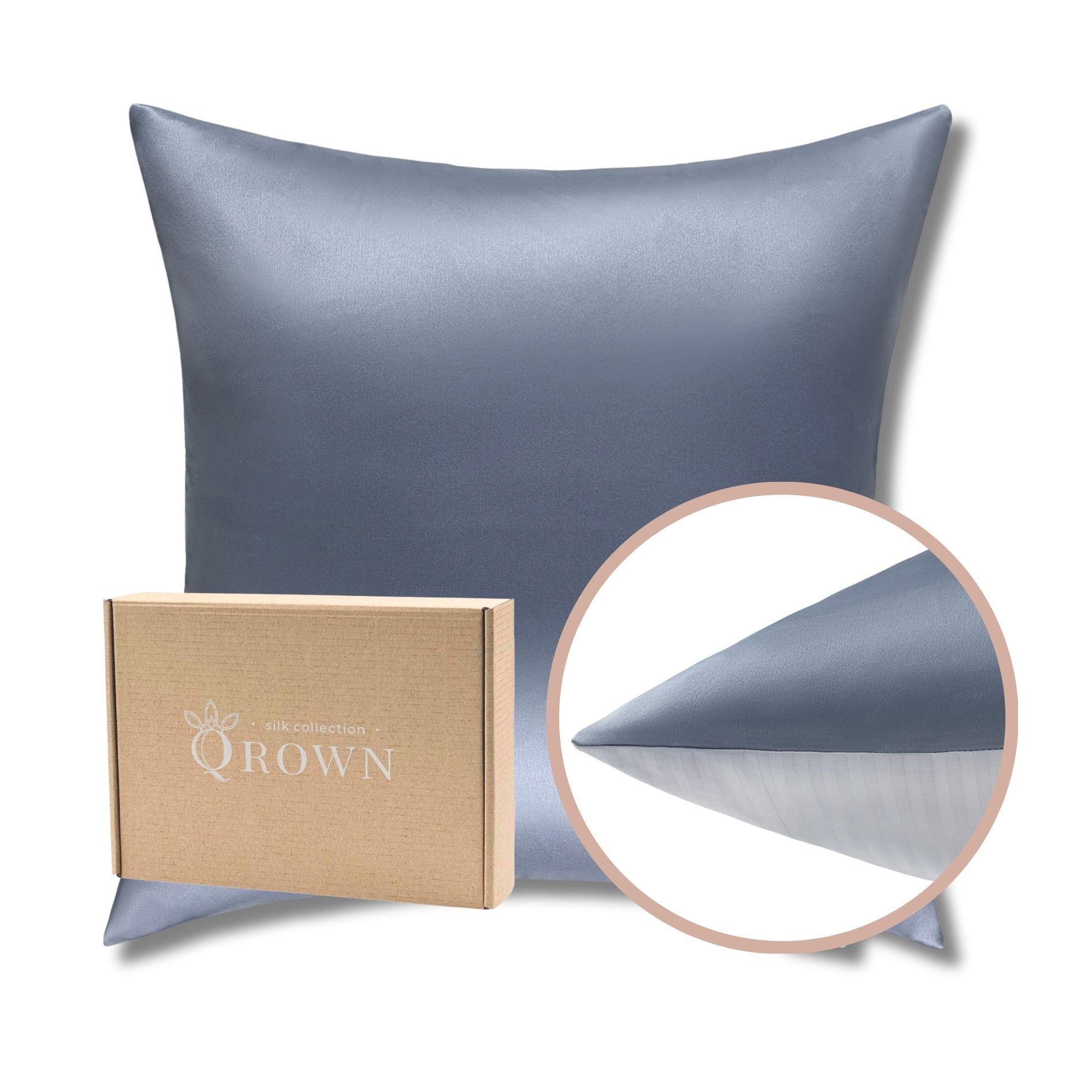 Outlet: Poszewka Jedwabna 38,5х40cm z Bawełną Szaroniebieska