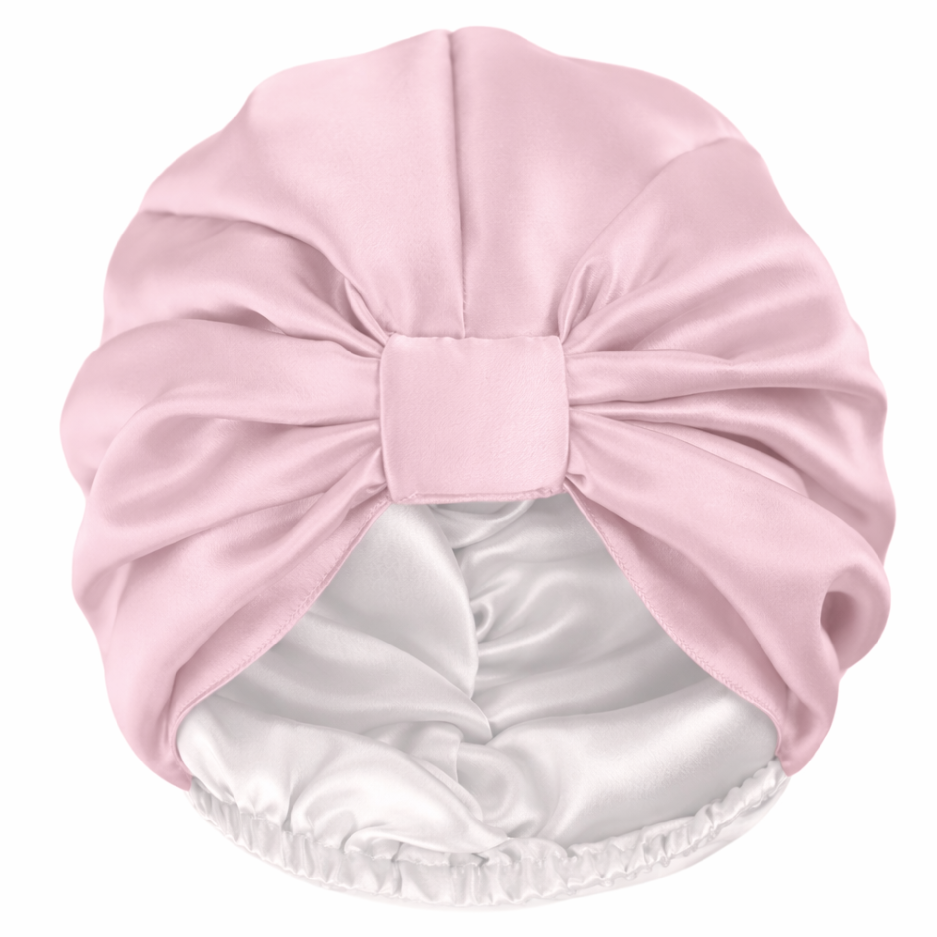 Jedwabny turban do spania dwustronny - Biały/Różowy